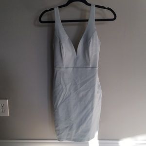 Light Blue Plunge-Neck Bodycon Dress